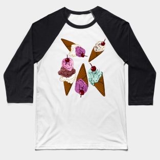 Icecreams - let’s scream for ice cream cones with cherry on top Baseball T-Shirt